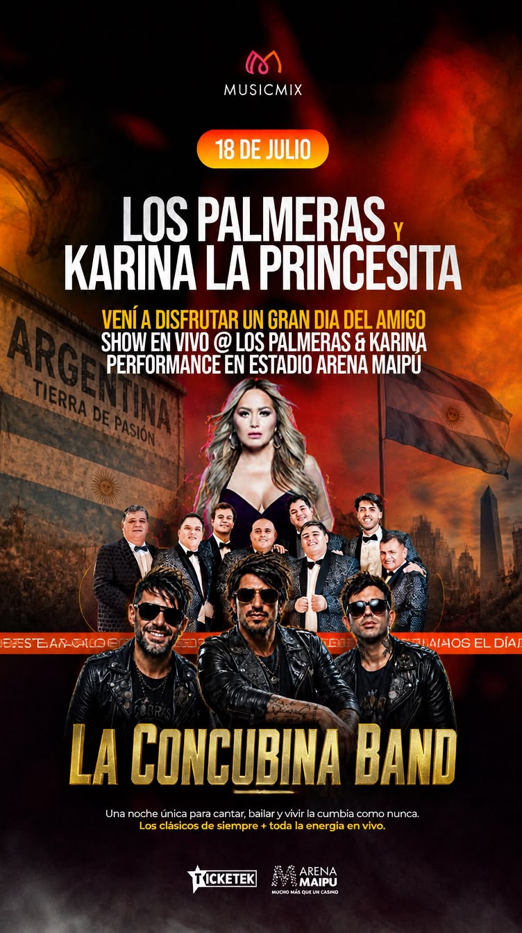 Apertura Los Palmeras y Karina La Princesita, 18 de julio, Arena Maipú